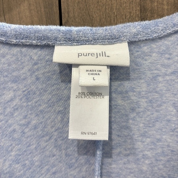 Pure J Jill Large Top Short Dolman Sleeve Light Blue Terry Cloth V Neck - Picture 3 of 8